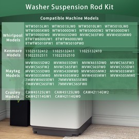 Upgraded MVWC565FW2 MVWX655DW2 MVWX655DW0 Washer Suspension Rods, Fit for Kenmore Whirlpool Maytag Crosley Washer WTW5005KW0 WTW5000DW3 WTW5000DW0 MVWX655DW0 MVWX655DW1MVWC565FW3 MVWC565FW1 WTW5000DW1
