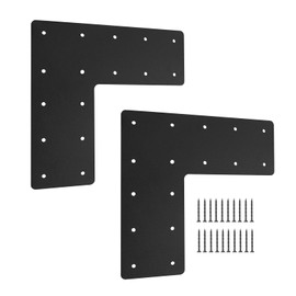 XZWMY L Post Bracket,13.2"x 13.2" Heavy Duty Mending Plate with Powder Coated Pergola Brackets,Beam Bracket,Truss Brackets,Post to Beam Connectors,L Shape Plate for Wood 6x6 Lumber……
