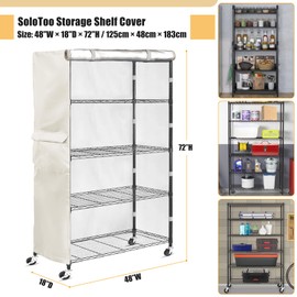 SoloToo Heavy-Duty Waterproof Wire Shelf Cover, Garage Storage Shelving Protector, Universal Fit 48 x 18 x 72 Inch Rack Covers with 1" Tolerance (White)