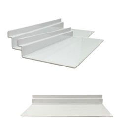 My Shopfittings White Acrylic Slatwall Shelves | Durable 4 x 10 Hanging Retail Display Shelves | Slatwall Panel Accessories for Retail & Home | Multi Packs of 1, 5, 10, 20, 30, 50, 100 (20)
