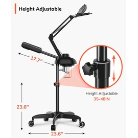 TASALON 2-in-1 Professional Facial Steamer, Hot Ozone Face Steamer for Facial with 5X Magnifying Lamp, Esthetician Steamer for Salon Beauty and Spa Shop, Skin Care Equipment with New Upgrade Wheels