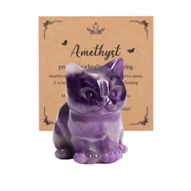 JSDDE Amethyst Crystal Cat Figurine for Cat Lovers Cute Gemstone Cat Ornaments Healing Crystals Cat Statue Gifts