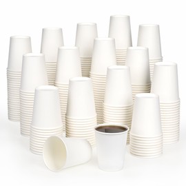 qonimi 300 Pack Paper Cups 8 Oz Paper Coffee Cups, White Hot Cups Cold Beverage Cup Disposable Cups for Juice Water Tea, Home Office Party Picnic Travel and Events