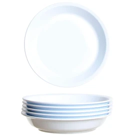 idea-station Gastro Plastic Plates Set of 6 21cm White Reusable Shatterproof Round Stackable Plate Set Food Plates Plastic Tableware Camping Plates Kids Plates