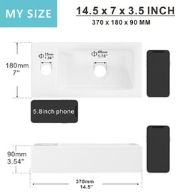 J-FAMILY 14.5'' x 7'' Small Wall Mount Sink Rectangle Porcelain Ceramic Mini Corner Bathroom Sink Small Wash Hand Basin,Left Hand