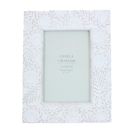 Gisela Graham White Floral Embossed Photo Frame, 4x6"