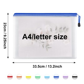 EOOUT 56pcs Mesh Zipper Pouch Zipper Bag, Durable Pouches for Organization Puzzle Storage, Letter Size, A4 Size, for Office Supplies