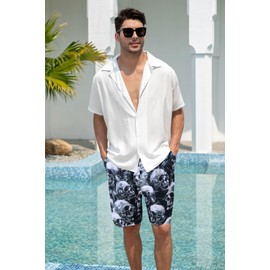 Goodstoworld Skull Swim Trunks Mens Swimming Trunks Funny Bathing Suits Board Shorts Holiday Party Summer Tropical Pool Beach Swimsuit