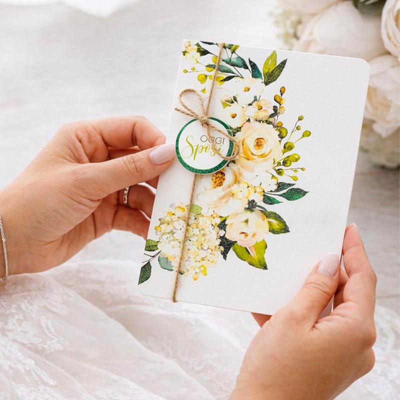LINA OFFICINE GRAFICHE CREATIVE Biglietto Auguri Matrimonio, Stile Elegante, con