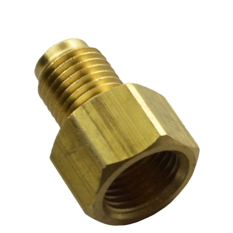Inline Tube Brass Adapter Male 3/8"-24 Inverted, Female 7/16"-24 Inverted