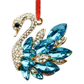 JUESMOS Metal Swan Christmas Ornament - Red Hanging Tree Decoration, Keepsake Gift for Women, Girls, Sister, Kids, Swan Lovers - Rhinestone Christmas Ornament