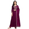 TRENDMALLS Women's Vichitra Silk Embroidery Salwar Suit Set Anarkali Kurta