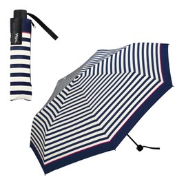 Wpc. UX003-038-002 Windproof Folding Umbrella, Pink Line Border, Rain Umbrella, 25.6 ft (65 cm), Unisex, For Both Sun and Rain, Large, 8.5 ft (26 m/s) Wind Resistant, Fashionable