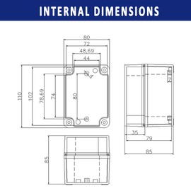 SUPERTOOL Project Box ABS Plastic Cover IP67 Electronic Junction Box Waterproof Enclosure Case DIY Instrument Case (1pc - 110x80x85mm)