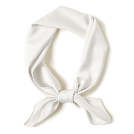 SHUBEIEUMI Women's Silk Scarf, Silk Headscarf, Plain Soft Silk Scarf, Neckerchief, Size 70 cm x 70 cm, Women's Scarf, White