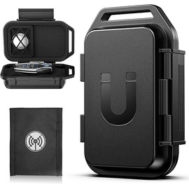 Magnetic Key Holder, Magnetic Key Box Under Car with Signal Blocking Pounch for Faraday Bag&Tracker Zone, Waterproof Hide A Key, Magnet Key Case Hider for Car