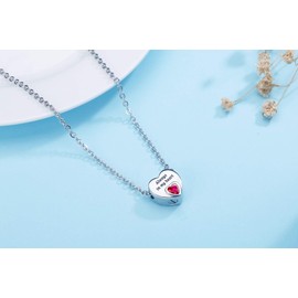 Hutou Heart Urn Necklaces for Ashes Birthstone Ashes Necklace Always in My Heart Cremation Jewelry Keepsake Memorial Necklace