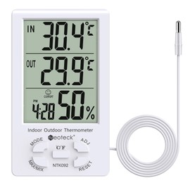 Neoteck Thermometer/Hygrometer, Accuracy ± 1°C, Sensor, LCD Digital, Indoor & Outdoor Temperature, Indoor Humidity, Can be Used on Places, Temperature and Humidity Measurement, For Home Use, Heat