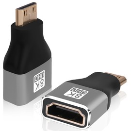 AXFEE Mini HDMI to HDMI, Pack of 2 Mini HDMI Male to HDMI Female Adapter, HDMI 2.1 Version, Mini HDMI Adapter, HDMI Coupling HDMI Connector for Laptop HDTV, 8K@60Hz /4K@120Hz /2K@1080p