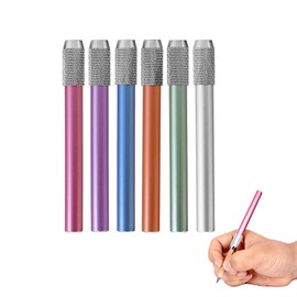 LIKENNY [Set of 6] Pencil Extension Holder Pencil Auxiliary Axis Pencil Extender Extension Pencil Cap Aluminum School Children Writing Instruments Art Students Drawing Tools (6 Colors)