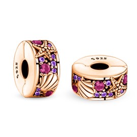 Annmors 925 Sterling Silver Clips for Bracelets and Necklaces, Rose Gold, Blue, Pink, Sparkling Clips, Beads with 5A Cubic Zirconia, Christmas, Valentine's Day, Mother's Day, Gift Tags for Women and