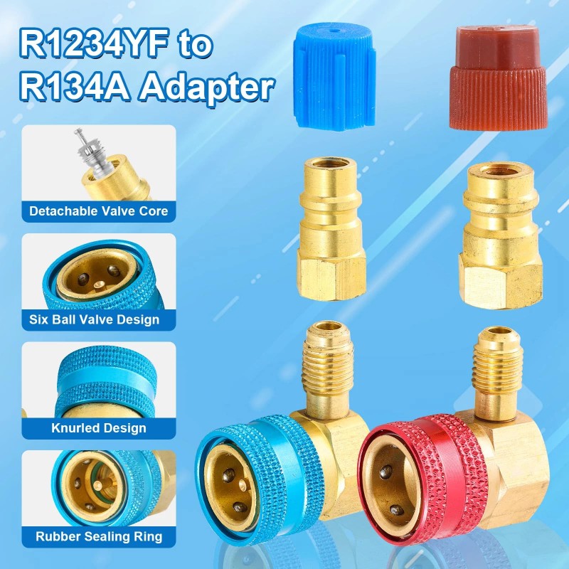 Tigbear R1234YF to R134A Adapter 90 Degrees R1234YF to R134A