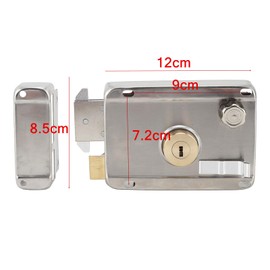Exterior Mechanical Anti-Theft Lock, Silver Stainless Steel Exterior Gate Lock, Vertical Keyhole Cylinder Deadbolt Lock for Door