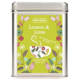 PRAANA Luxury Black Tea with Lemon and Lime Pieces, 100g Gift Tin