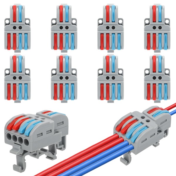 Linkstyle 10PCS DIN Rail Terminal Blocks, Compact Splicing Wire Connectors
