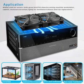 GDSTIME Dual 120mm Fan with 220V 240V AC Plug 2 x 120mm Computer Fan DC 4V 5V 12V Adjustable Fan Speed Big Airflow For Cabinet Chassis PC Machine