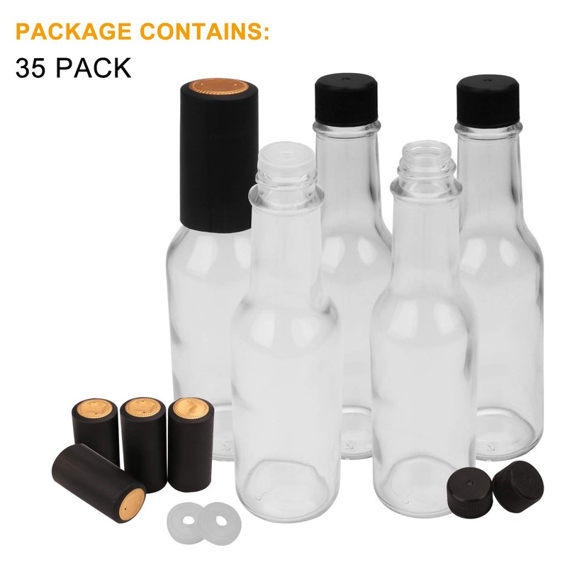 Encheng 35 Pack 5oz Hot Sauce Bottles with Lids,Glass Woozy