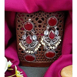 Efulgenz Indian Earrings for Women Bohemian Floral Pink Chandbali Chandelier Earrings Indian Wedding Jewelry Faux Pearl Crystal Peacock Chandelier Dangle Earring Set Bollywood Bridal Fashion Jewelry