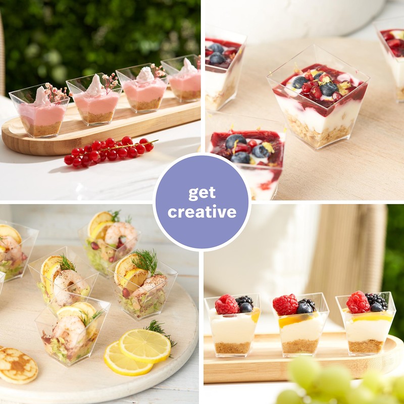 MATANA 100 Mini Plastic Dessert Bowls, Dessert Glasses for Parties,