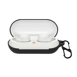 QWYJ for Sony WF-C500 Case Carcsa Protectora de Silicona, para Sony WF-C500 Funda de Carga Portátil con Mosquetón Llavero Anti-perdida (Negro)