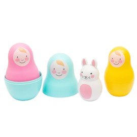 Rosa & Bo Rainbow Nesting Babies with Chiming Rattle - Russian Doll Educational Sensory Stacking Toy suitable for 6 months, 1,2 and 3 Year Old Boys and Girls
