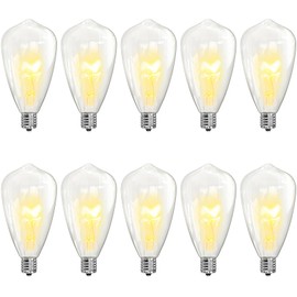 Txcigech ST38 Replacement Bulbs 10-Pack - 7W E12 Candelabra Base Clear Glass Light Bulbs, Vintage Incandescent for Outdoor String Lights, Patio, Garden Decor