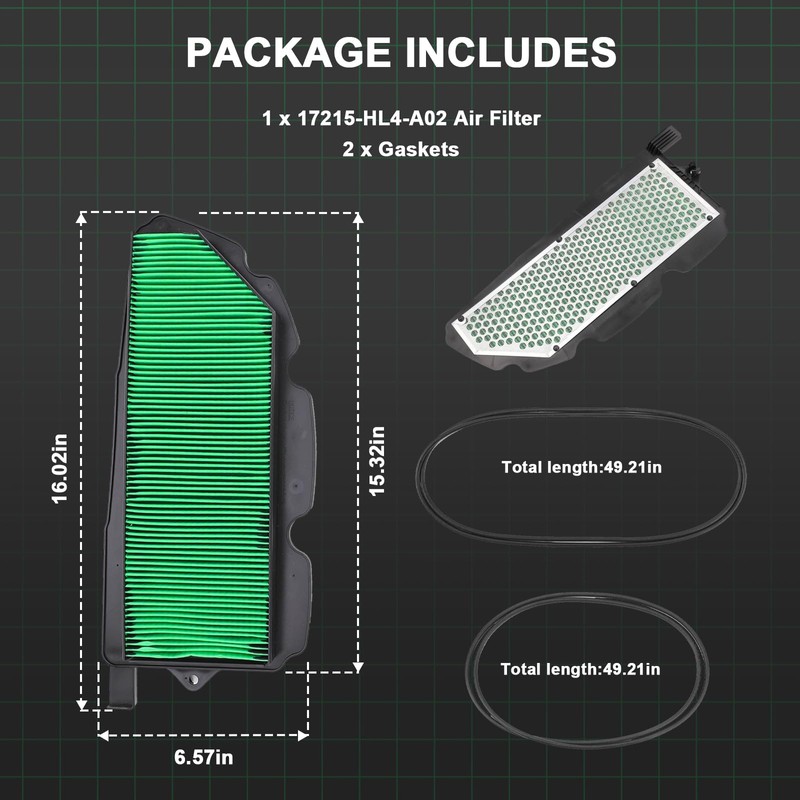 17215-HL4-A02 Honda Pioneer Air Filter Replacement for 2016 2017 2018