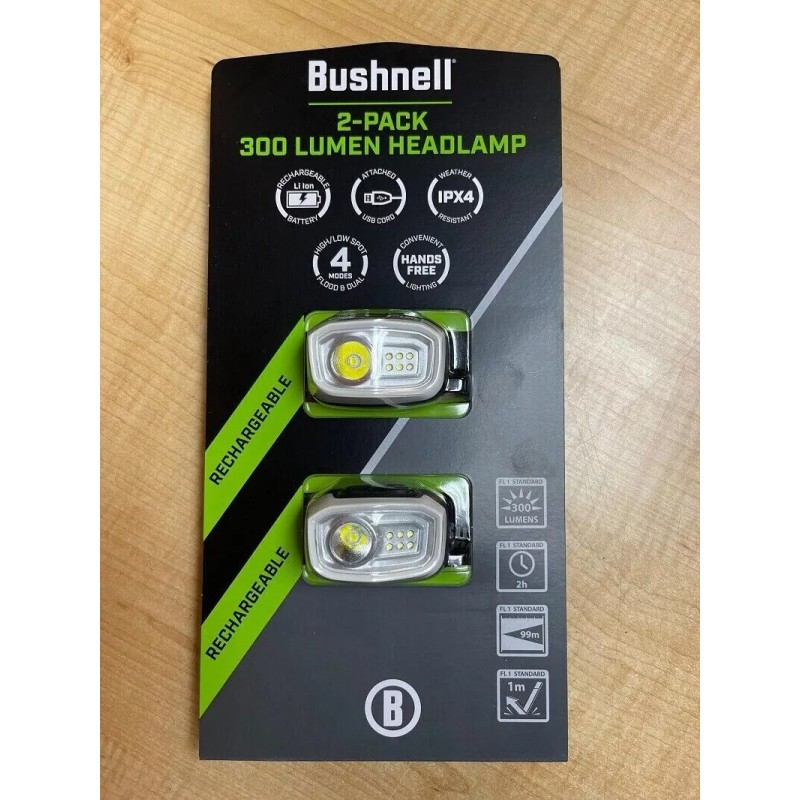 BUSHNELL 2-PACK 300 LUMEN HEADLAMP *NEW