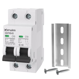 KERWINN Single-Side Interlock Circuit Breaker Manual Transfer Switch 120V/240V AC Transfer Switch 2Pole 10Amp RV Transfer Switch DIN Rail Mount for RV,Generator,Dual Power Systems (10A)