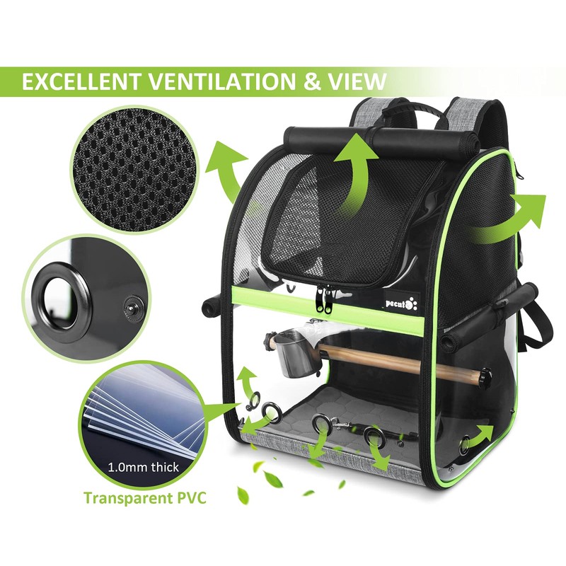 Pecute Bird Carrier Backpack, Parrots Bird Backpack with Visible Window,