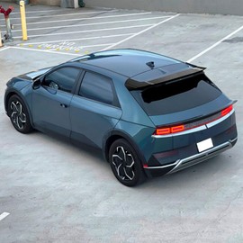 IKON MOTORSPORTS, Roof Spoiler Compatible with 2022-2024 Hyundai Ioniq 5 (Not Fits 2025 Ioniq 5 N), 3PCS IKON Style Gloss Black ABS Add-on Rear Window Roof Spoiler Visor Guard