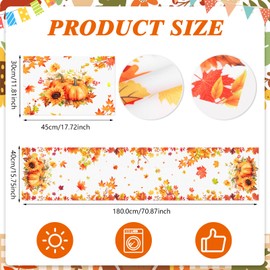 DPKOW Autumn Decorations, Maple Leaves Table Runner Placemats, Autumn Table Runner Fall Decorations, Autumn Home Table Decorations Harvest Table Runner Placemats Maple Leaves Pumpkin Decorations