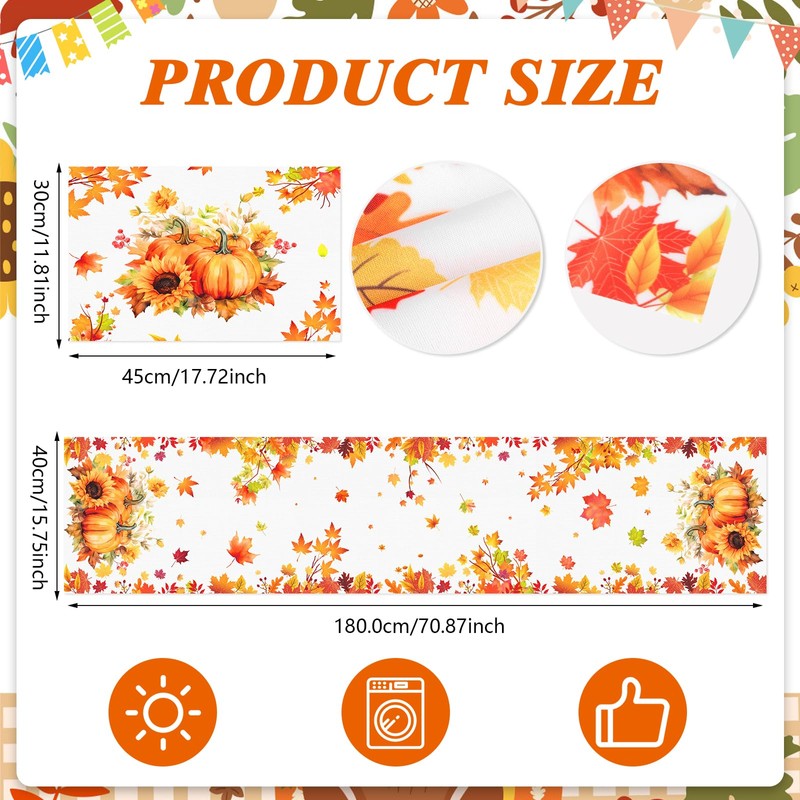 DPKOW Autumn Decorations, Maple Leaves Table Runner Placemats, Autumn Table