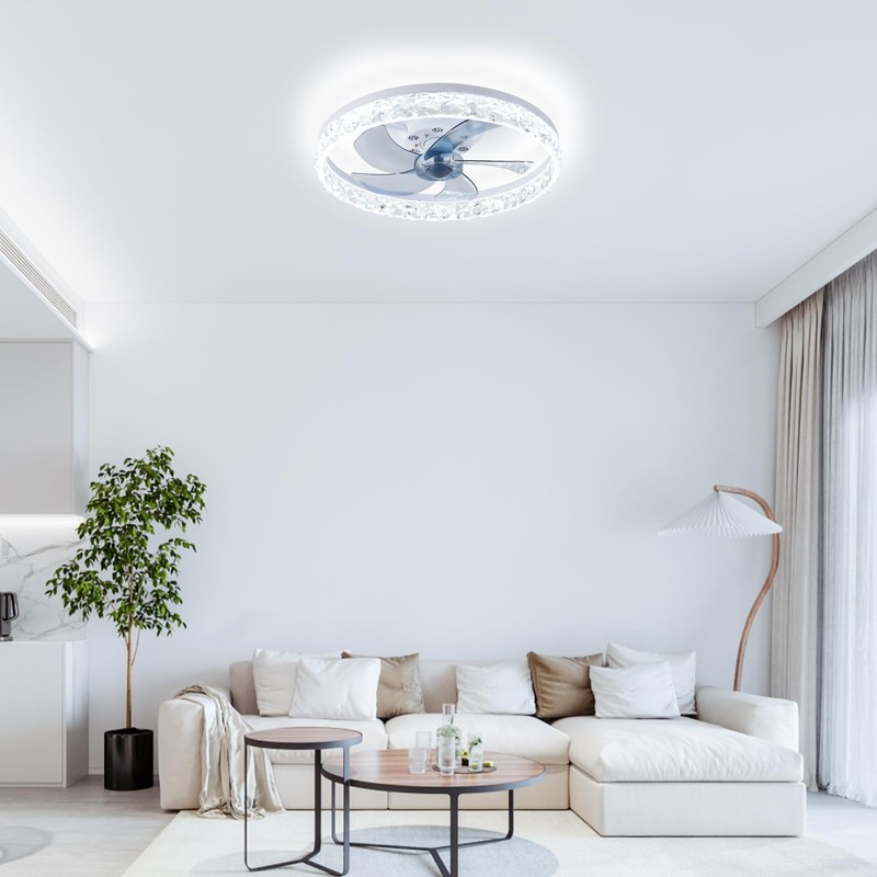 diisunbihuo 20" Modern LED Ceiling Fan with Lights and Remote,