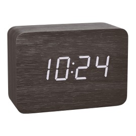 TFA Dostmann Design Funk-Wecker in Holz-Optik Clocco, 60.2549.01, Kunststoff, weiß/schwarz, L 100 x B 41 x H 70mm