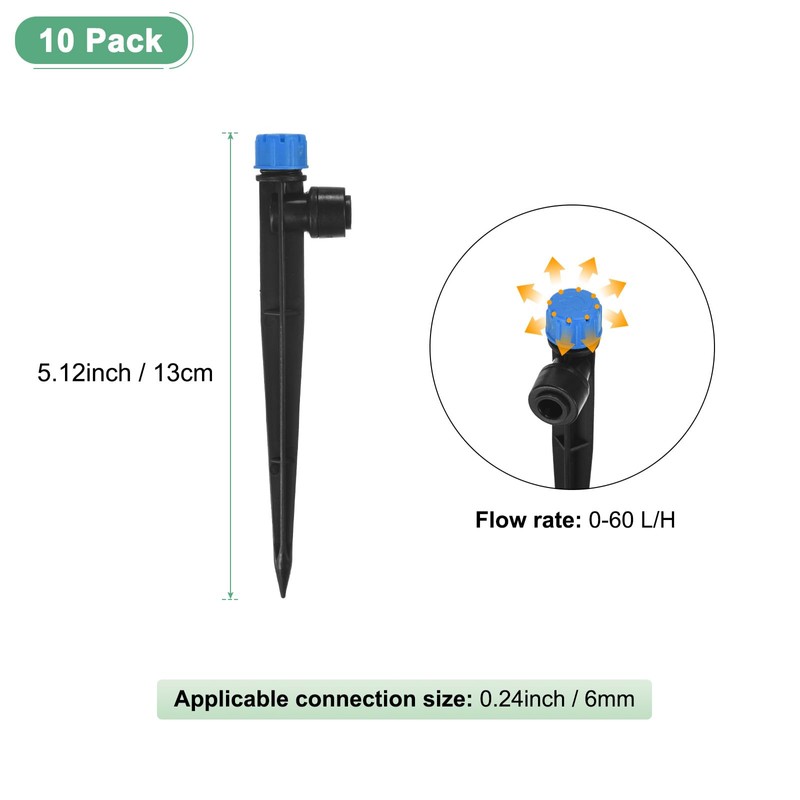 M METERXITY 10-Pack Drip Irrigation Emitters, 5"/13mm Drippers with Stake