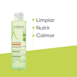 A-Derma Exomega Control, Gel de Ducha 2-1 para Bebé, 200ml