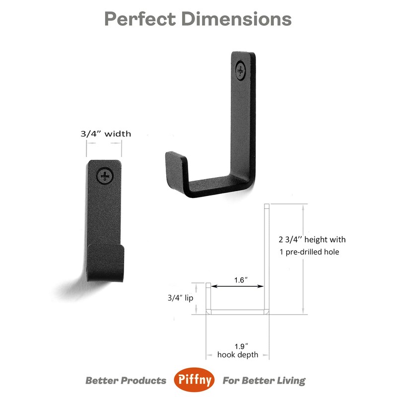 Piffny Robe & Towel Hook, 6 Pack Heavy Duty Stainless