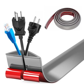 Floor Cord Covers Channel, Floor Cable Cover Protector, 5cm x 1m Heavy Duty Wire Cover, Protect Cables and Prevent Trip Hazards, Suitable for All Power Cords, Home, Warehouse, School (Gray)