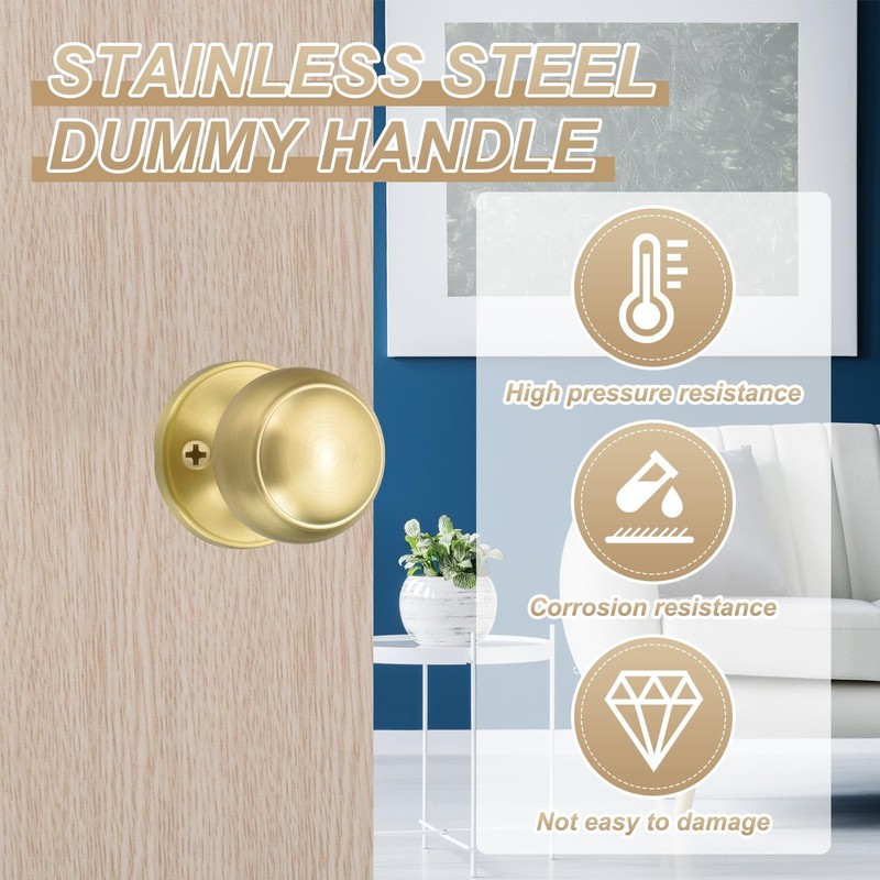 PATIKIL 4 Pcs Dummy Door Handles Round Stainless Steel Knobs